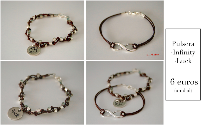Pulseras cuero plateadas Bling Bling
